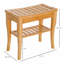 Long banc de douche en bambou, tabouret de douche spa en bois de 20 po avec tablette de rangement pour chaussures