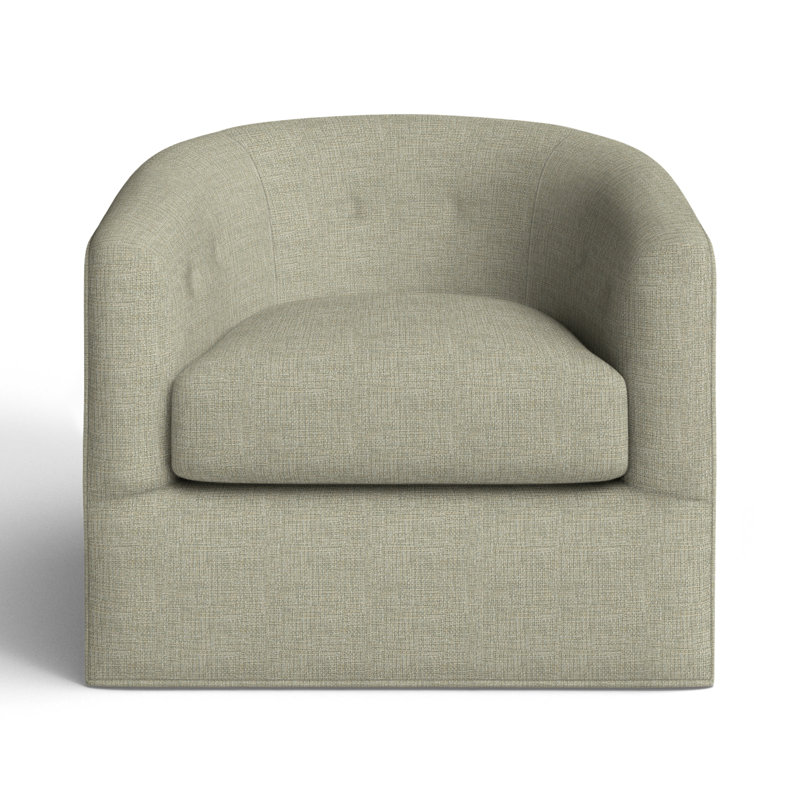 Midori Upholstered Swivel Barrel Chair, Drusky Beige Performance