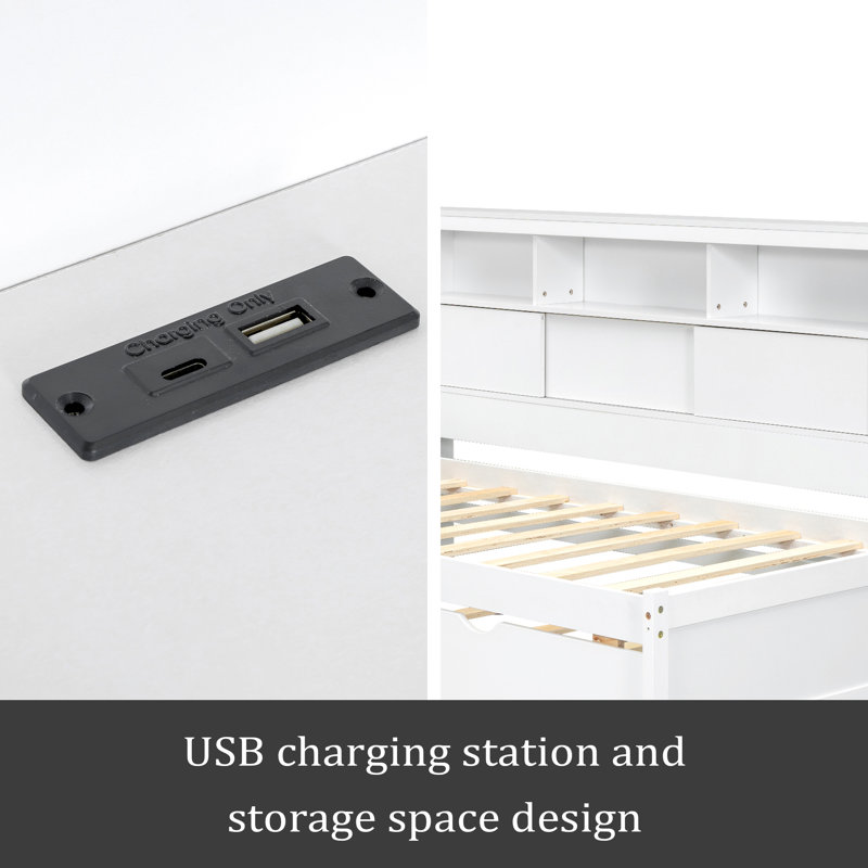 Lit de jour simple en bois, Blanc