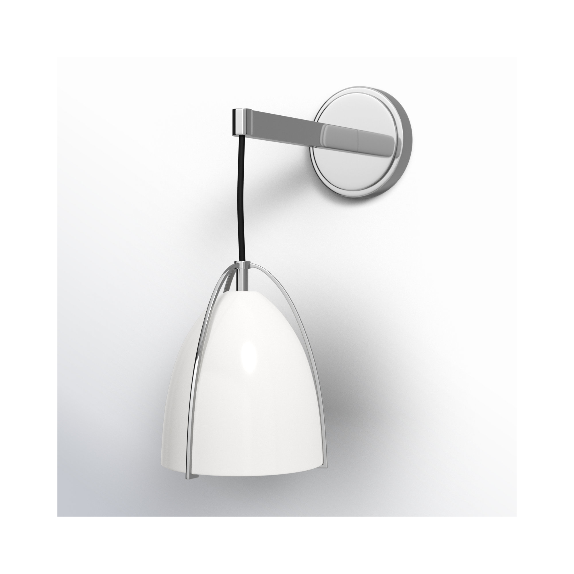 Nikki Single Dimmable Bath Sconce, Chrome, Steel Matte White, No