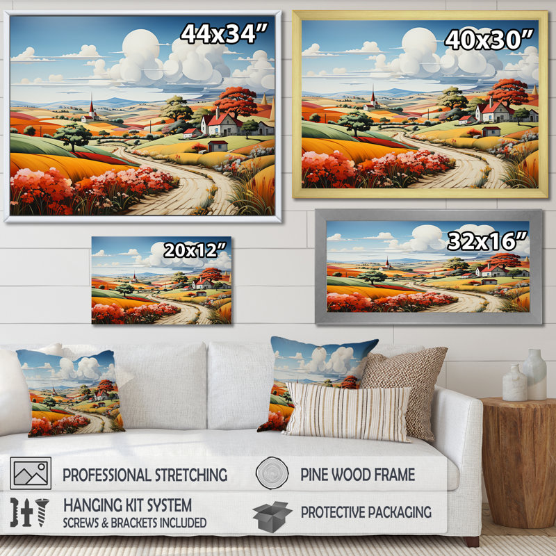 «Tarquility In The Countryside», reproduction sur toile, Cadre flottant doré, H 12 po x l 20 po x P 1 po