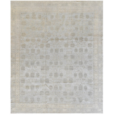 Tapis unique de 8 pi x 9 pi 7 po beige / gris / bleu