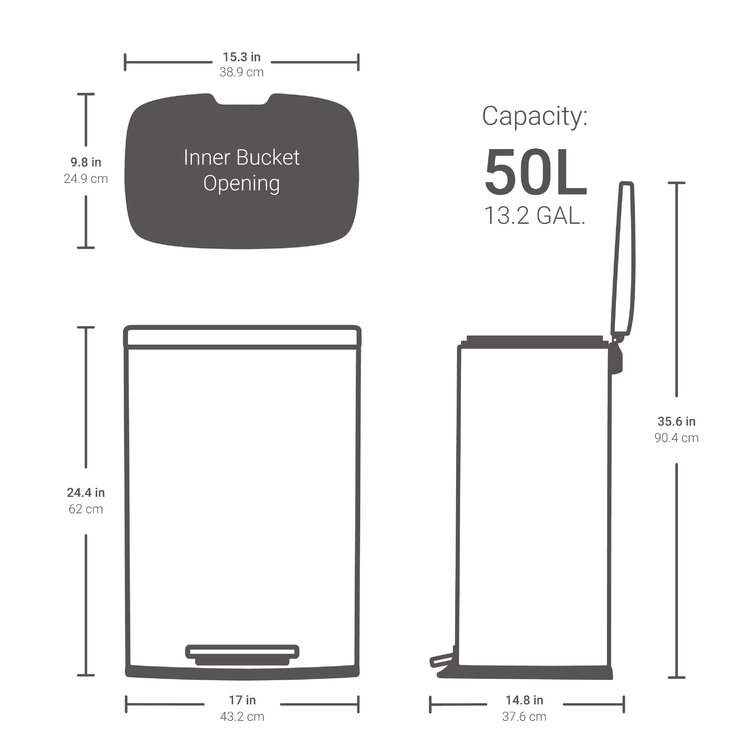 2 Pack Round Modern Trash Can, 3.2Gal/12L Bathroom Trash Can