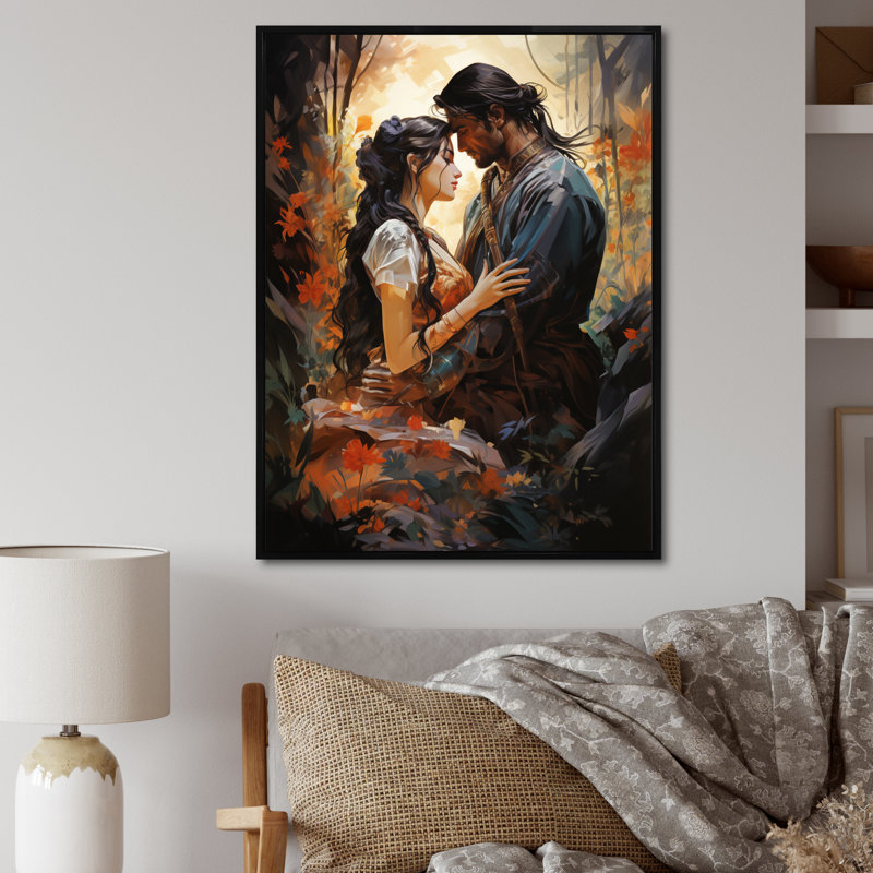 «Loyard Hinduisim Art Rama and I», reproduction sur toile, Cadre flottant noir, H 40 po x l 30 po x P 1,5 po