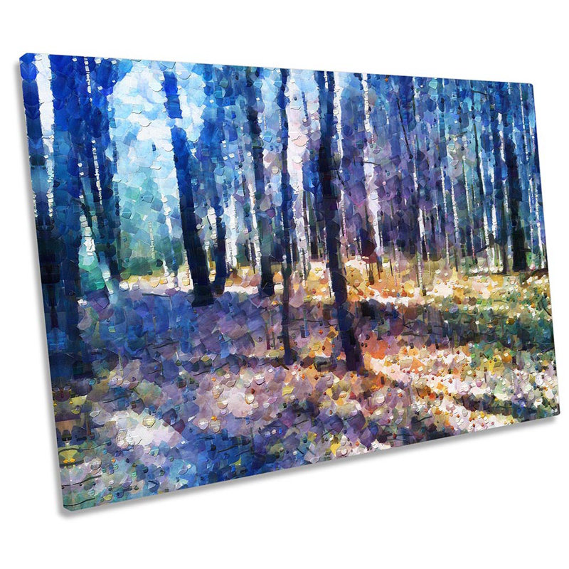 Forest Trees Abstract Blue - Wrapped Canvas Print, 30.5cm H x 45.7cm W x 2cm D