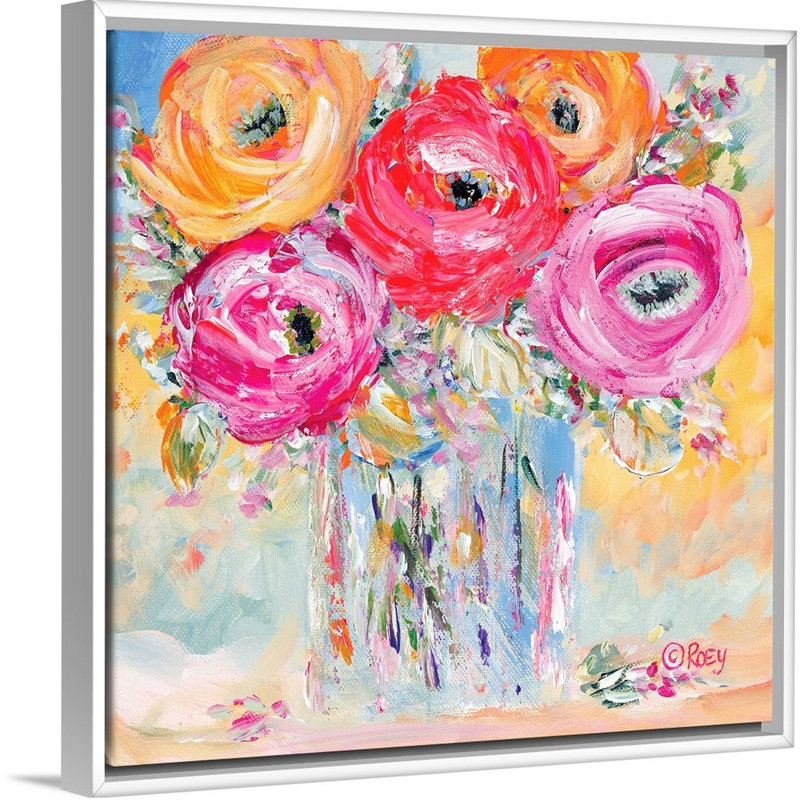 Reproduction d’art sur toile « burst of Bloom » par Robby Ebert, Impression encadrée, H 26 po x l 26 po x P 1,75 po, Blanc