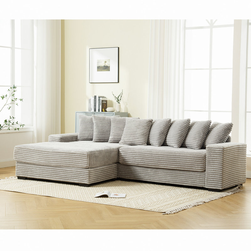 Zinia Upholstered 111'' Sofa & Chaise, Gray