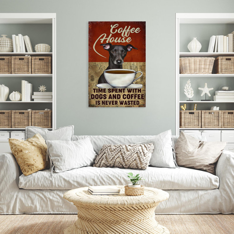 «Coffee House» - 1 pièce, impression d'art graphique rectangulaire Coffee House - 1 pièce, impression d'art rectangulaire sur toile tendue