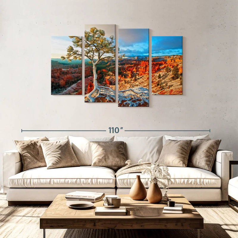 Arbre enneigé, H 48 po x l 75 po