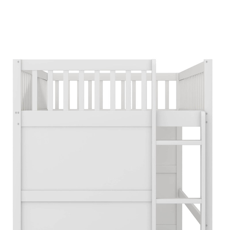 Lit mezzanine simple avec échelle, Blanc / Gris