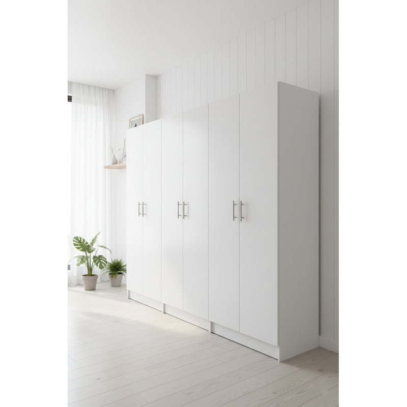 Armoire de rangement polyvalente blanche Modex (ensemble de 3 pièces), H 70,9 po x l 94,5 po x P 15,7 po, Blanc