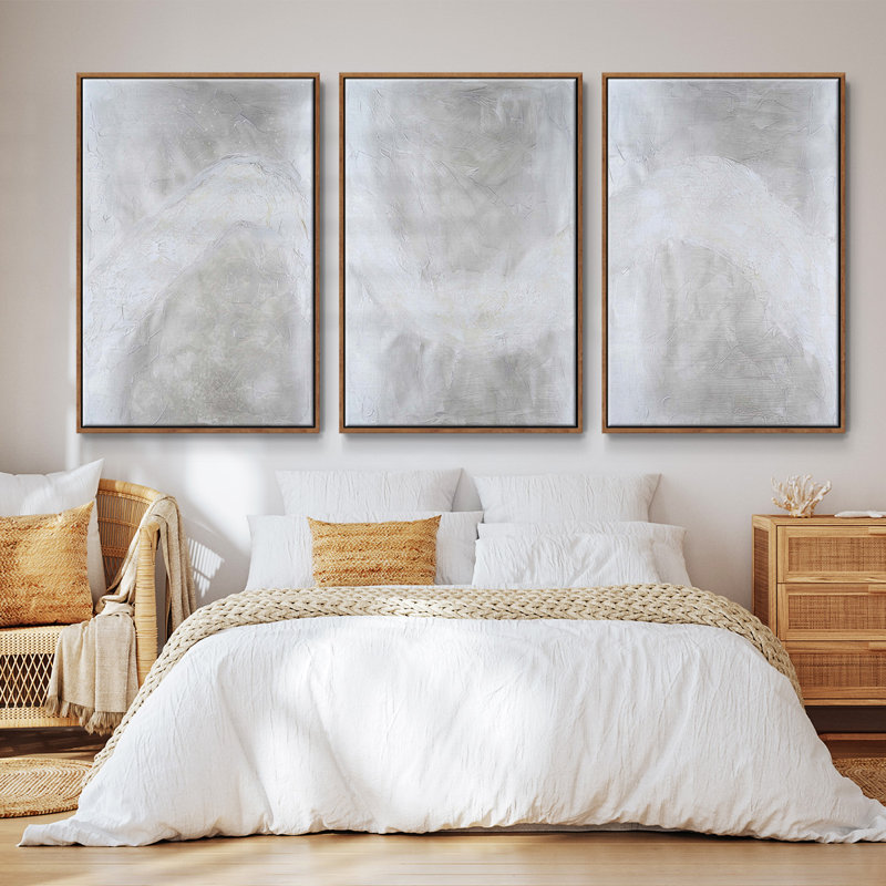 Ensemble de 3 pièces encadrées sur toile Snowdrift I, H 36 po x l 72 po, Noyer