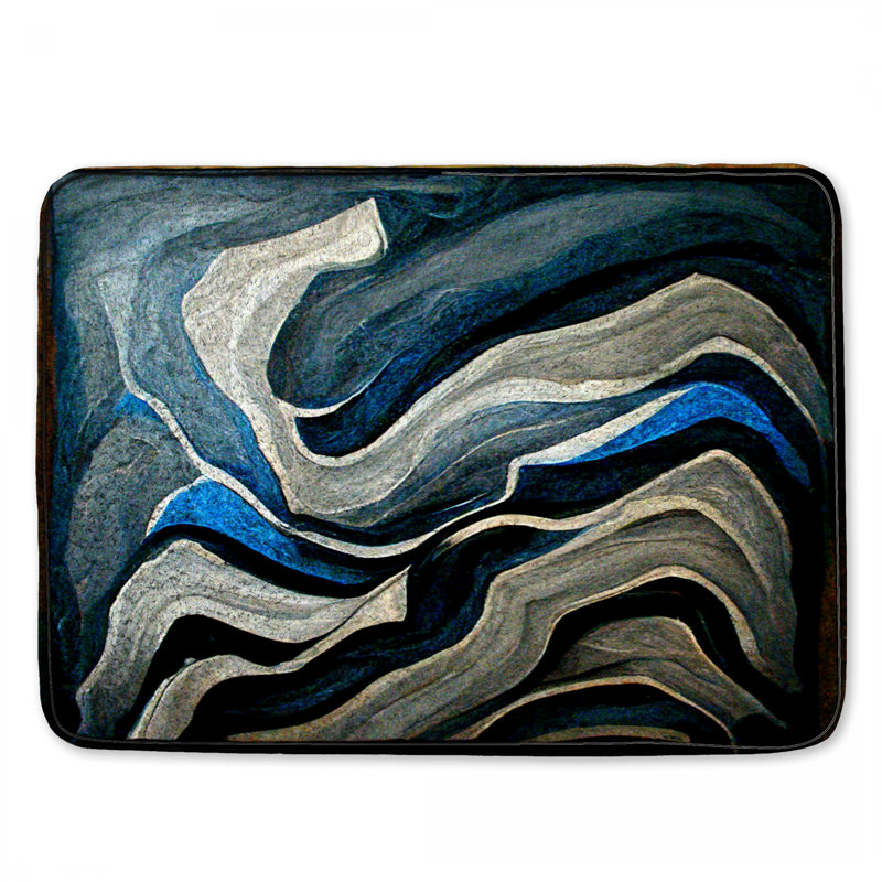 Tapis de bain abstrait, Simple - L 24 po x l 17 po, Gray/Black/Blue Abstract 