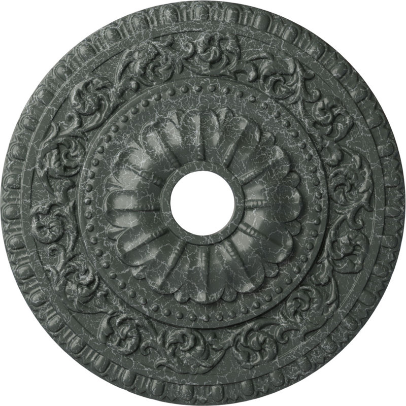 Endurathane Vaduz Ceiling Medallion, 23 1/2"OD x 3 1/2"ID x 2 1/8"P (Fits Canopies up to 3 1/2"), Hand-Painted Athenian Green Crackle Finish