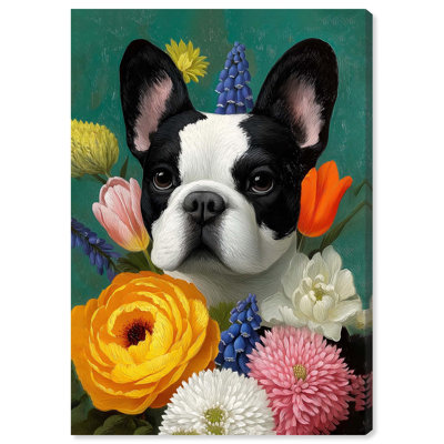 «Secret Garden Frenchie», reproduction d'art sur toile par Art Remedy