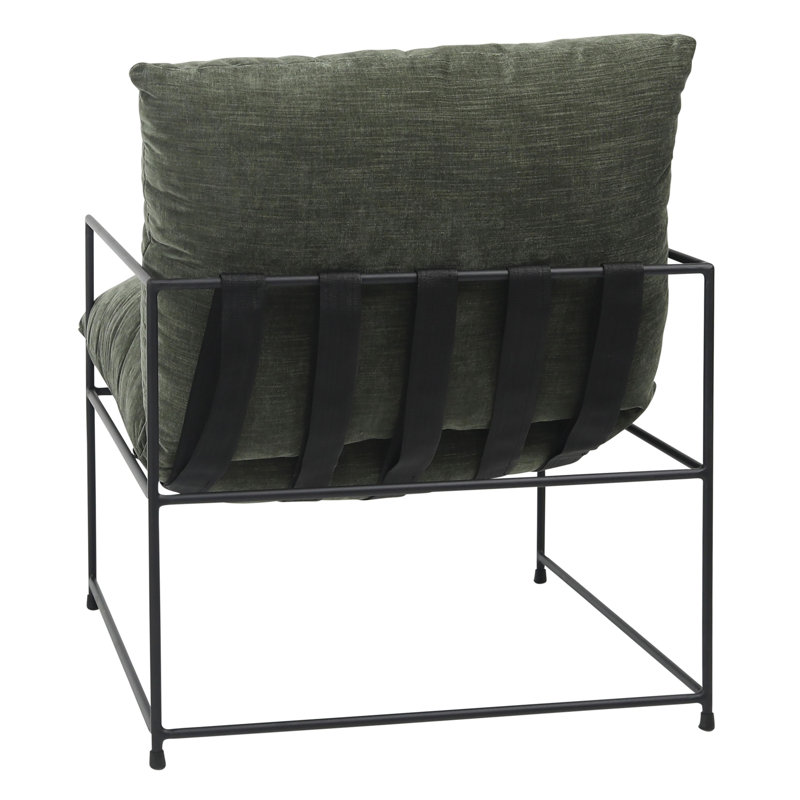 Inska Black Iron Hammock Style Occasional Chair, Green, 33" H x 28" W x 32" D