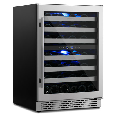24 Inch Wine Fridge Under Counter, Dual Zone 54 Bottle Wine Cooler Refrigerator, Seamless Reversible Door,brand New Exterior Upgrade Built-in/freestanding Wine Cooler For Home And Kitchen