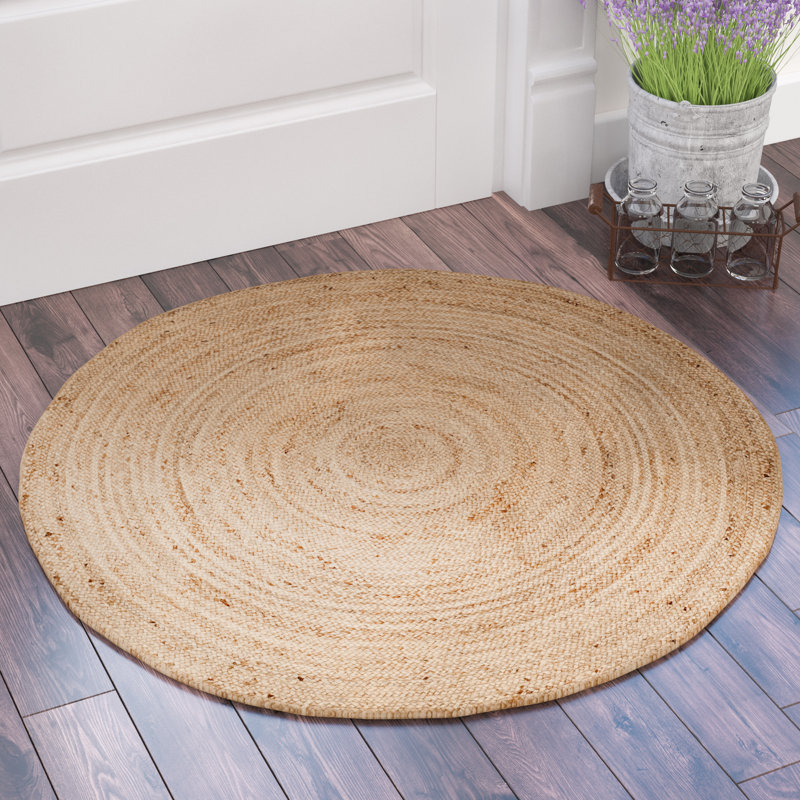 Alexina Natural Fiber Hand Woven Jute Solid Color Rug, Round 11'