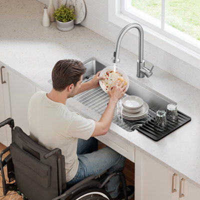 KRAUS Fairlane 33” ADA Compliant Undermount Single Bowl 18-Gauge Stainless Steel Kitchen Sink
