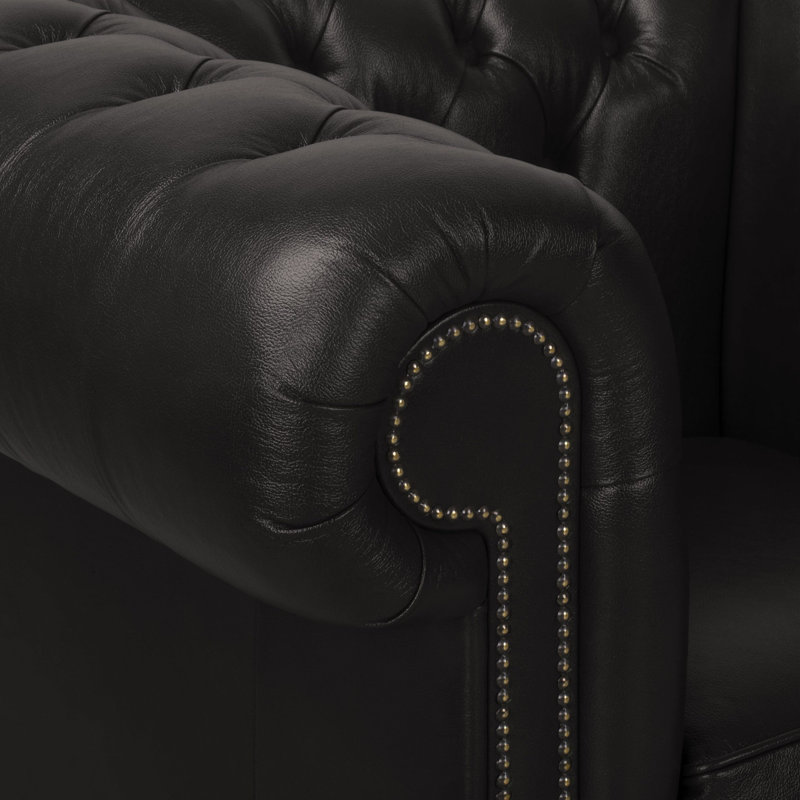 Tamberg Genuine Leather Sofa, Black, 5