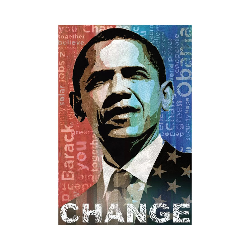 Obama: Change by Keith Mallett - Wrapped Canvas Print, 20.32 cm H x 30.48 cm W