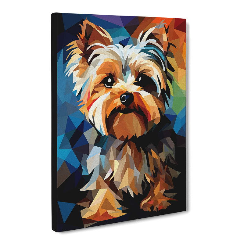 Yorkshire Terrier Cubism - Wrapped Canvas Print, 50cm H x 35cm W x 3cm D