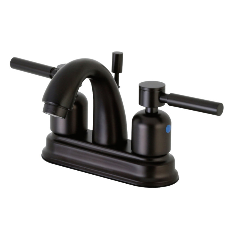 Kingston Brass Concord Two-Handle 3-Hole Deck Mount 4" Centerset Bathroom Faucet with Plastic Pop-Up, Oil Rubbed Bronze