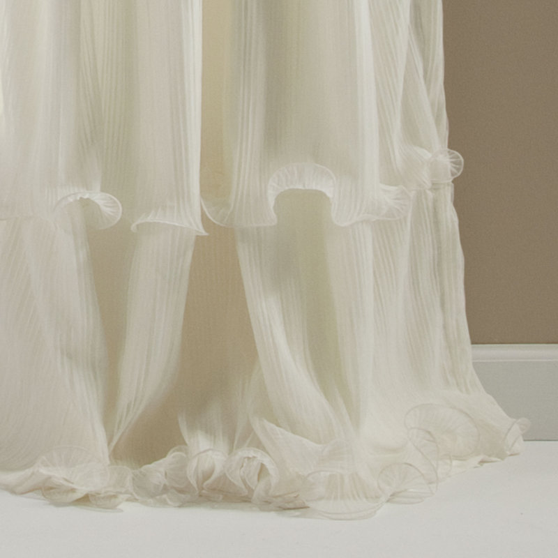 Ivory Sheer Ruffled Polyester Rod Pocket Window Panel, 54" x 84"