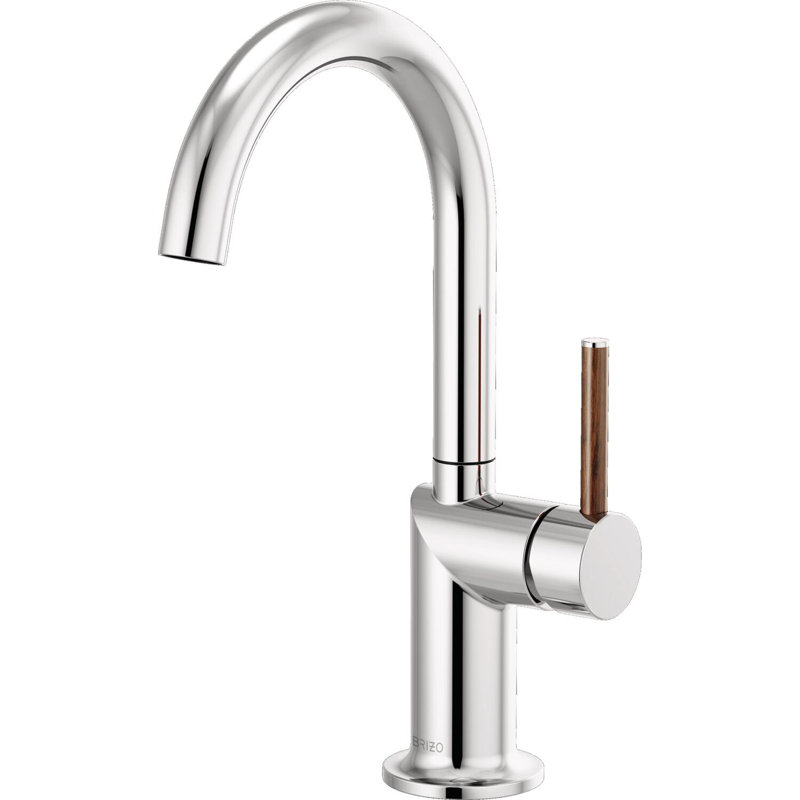 Odin® Bar Faucet with Arc Spout, Polished Chrome, Lever Handle with Wood