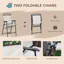 Ensemble de mobilier de patio 4 pièces, 2 chaises pliantes, parasol à angle réglable, table de salle à manger en verre trempé texturé Wave-595807876