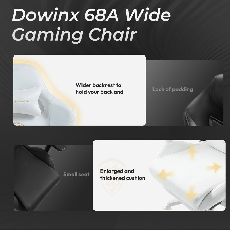Breathable Suede Fabric Gaming Chair, Big and Tall Ergonomic Game Chair with Adjustable Massage Lumbar Support,3D Armrests,Retractable Footrest and Smooth PU Wheels