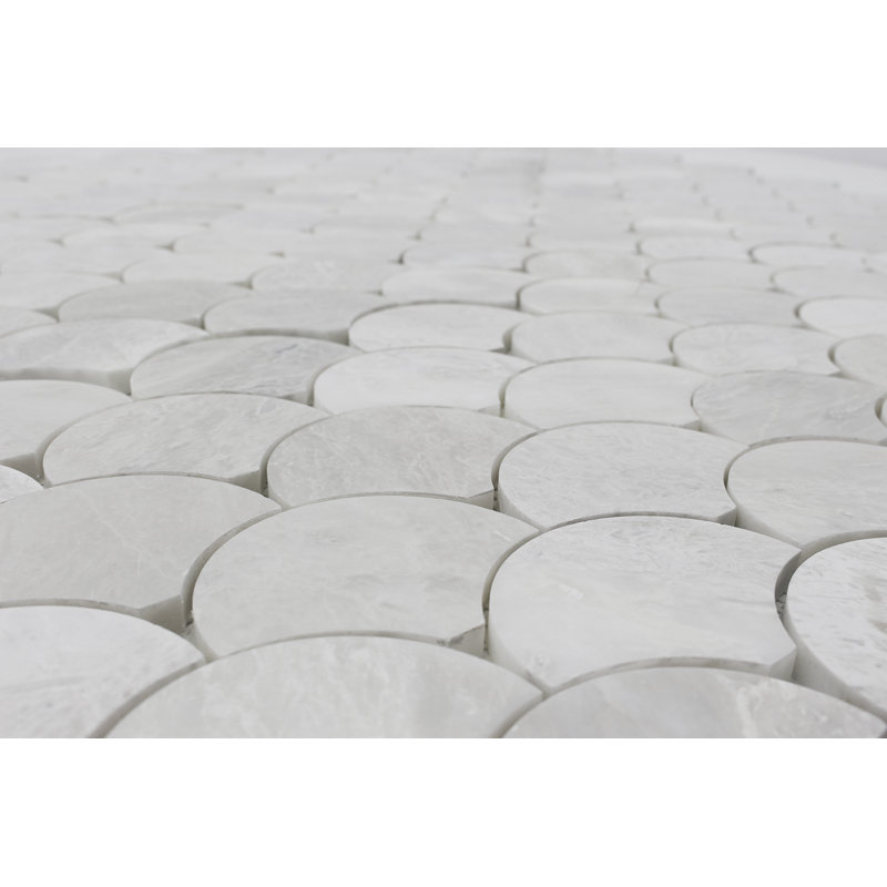 SCALLOPS MOSAIC POLISHED, White/Gray