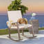 Chaise berçante de patio en bois d'acacia - conception d'inspiration côtière avec coussins amovibles?-710447994-710448004