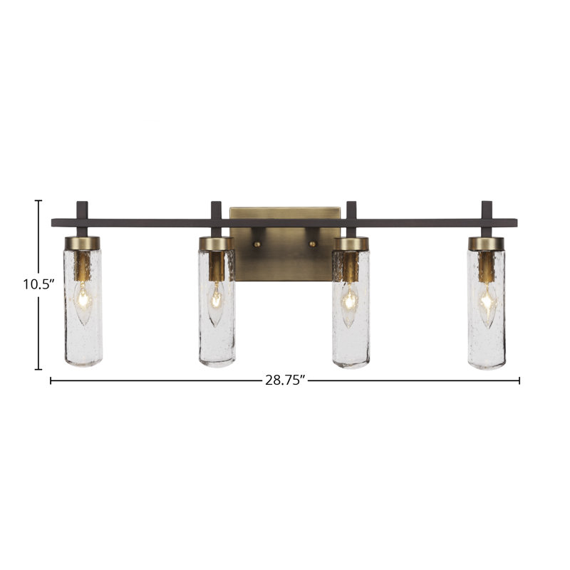 Salinda 4 Light Bath Bar, Espresso/Brass, Clear Bubble