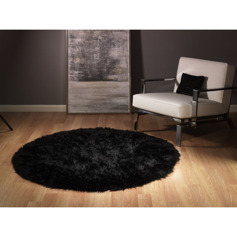 Shag Faux Fur Black Bear Washable Area Rug, Runner 2'3" x 7'7"
