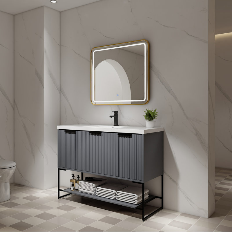 Meuble-lavabo simple 63 po avec plateau en céramique