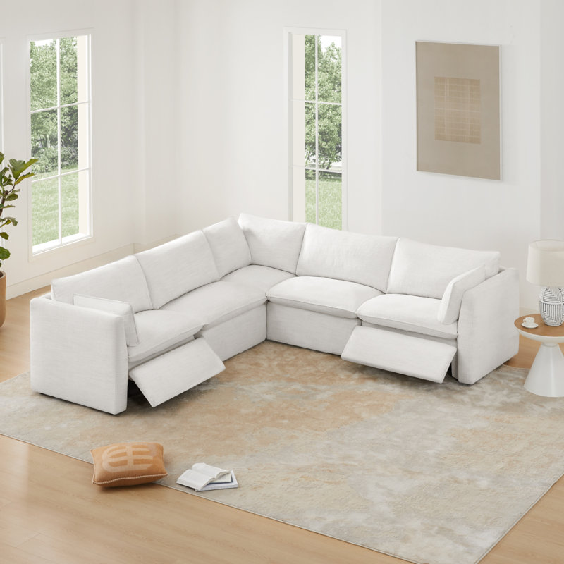 Greylan Modular Power Sectional, 35" H x 107" W x 107" D, Cream