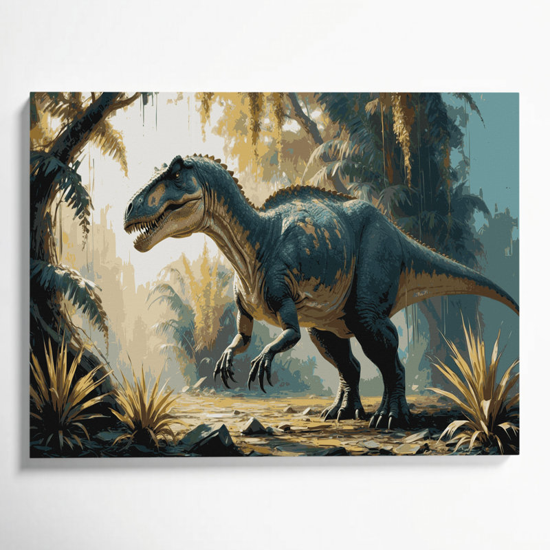 «Dinosaur Ampelosaurus», art mural sur toile grise, H 16 po x l 20 po
