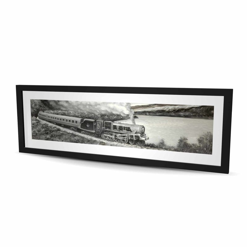 «Vintage Passager Locomotive» - train gris, impression encadrée