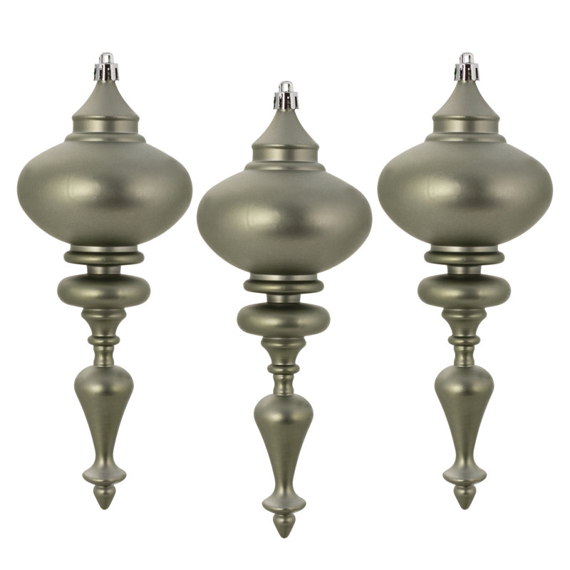 Set of 3 Matte Wrought Iron Finial Ornaments