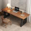 Bureau d'écriture rectangulaire en bois massif brun-914355053