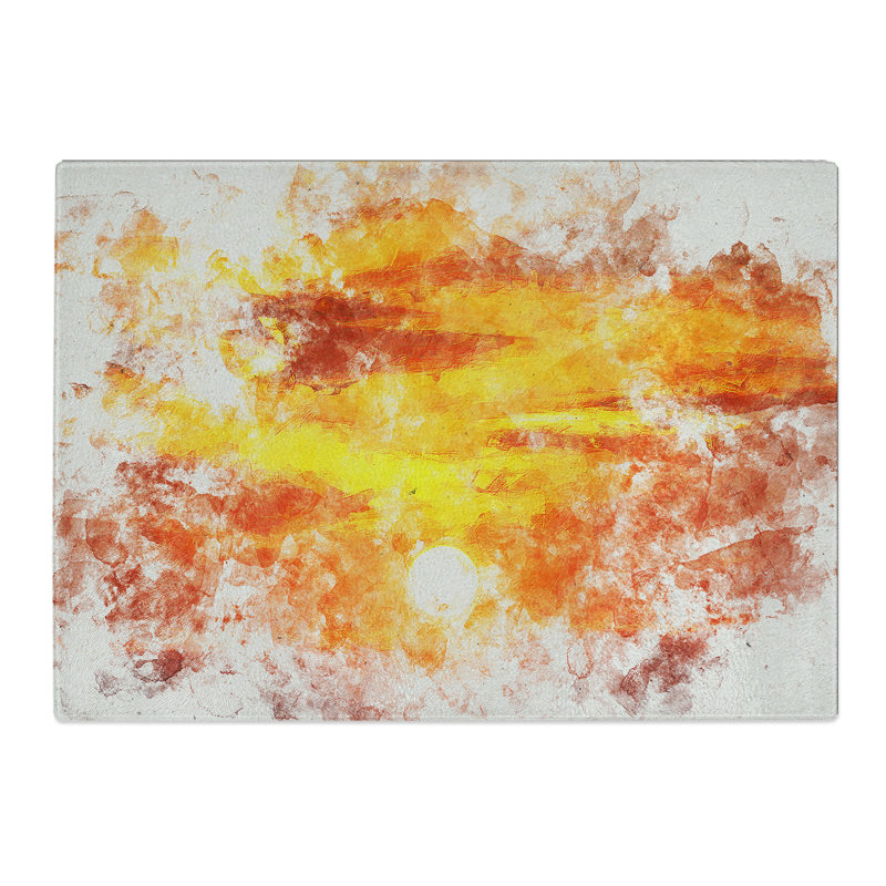 Tempered Glass Striking Orange Sunset Chopping Board, 28.5 cm x 39 cm