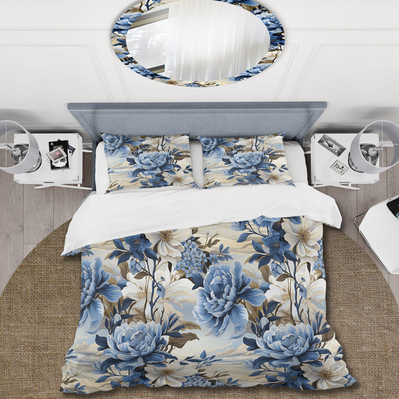 Ensemble de housse de couette Coastal Tranquility Victorian, Housse de couette pour grand lit et 2 taies décor