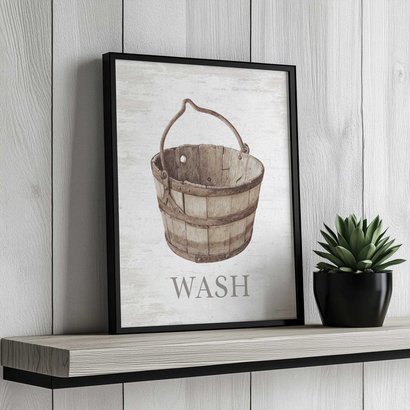 Heirloom Laundry - Wash par lettrage et doublure, Tan, 18 W x 24 H, Framed Print