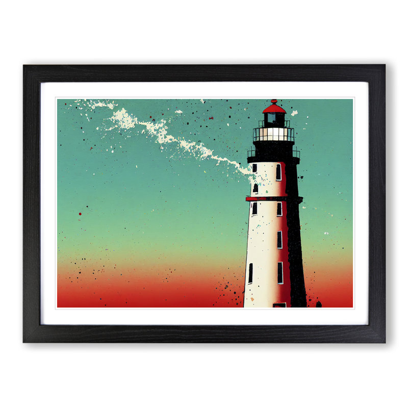 XH1022-6645X Painted Lighthouse Vol.1 - Single Picture Frame Print, Black Framed, 34cm H x 46cm W x 2cm D