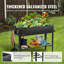 Lit de jardin surélevé noir, bac à fleurs en métal galvanisé de 42,5 po x 19,5 po x 31,5 po (31,97 lb), surélevé avec des pieds (2 roues) - idéal pour la cour / jardin / patio / balcon, acier inoxydable de 0,8 mm, trous de bonde supplémentaires , Comprend les étiquettes / gants / outils / sac