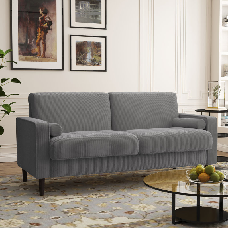 Carmelinda 62.6'' Corduroy Loveseat, Light Gray Corduroy