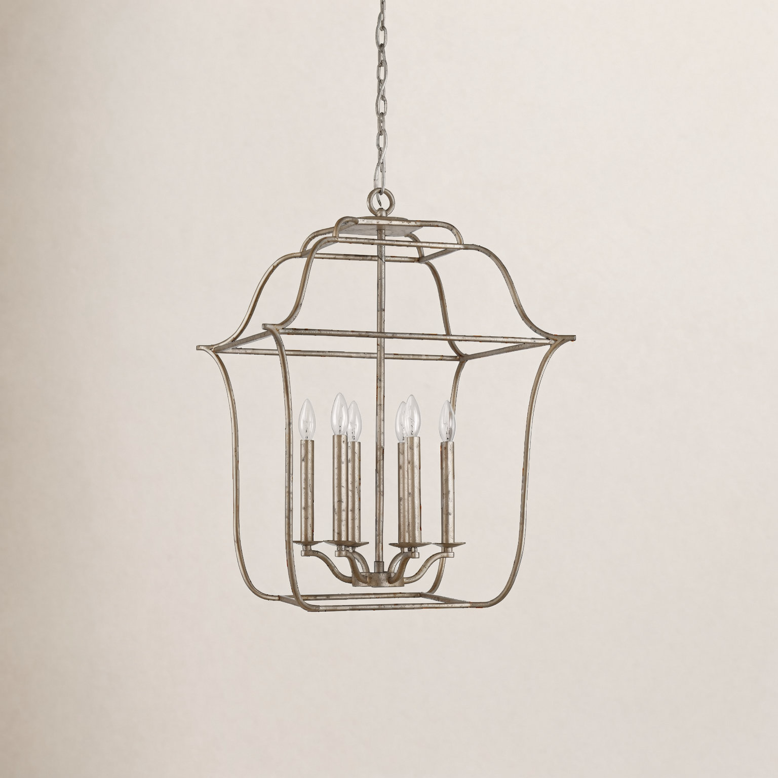 Lark 6-Light Chandelier, 30" H x 22" W x 22" D, Century Silver Leaf, 6