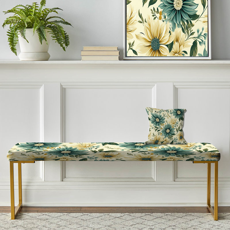 Banc rembourré or, Vintage Green And Beige Dahlia I