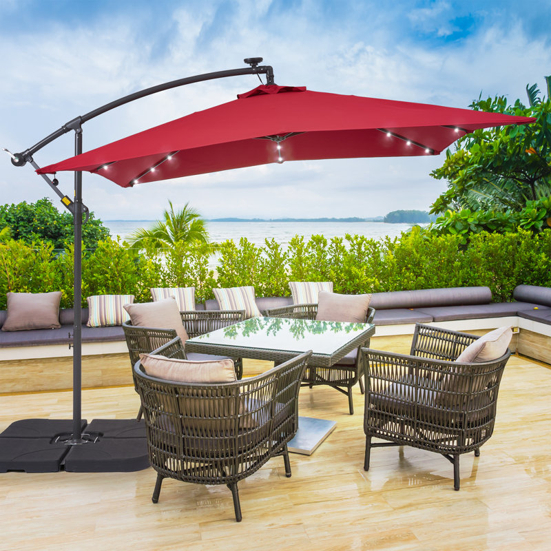 Parasol en porte-à-faux 98,4 po Dailan, Rouge